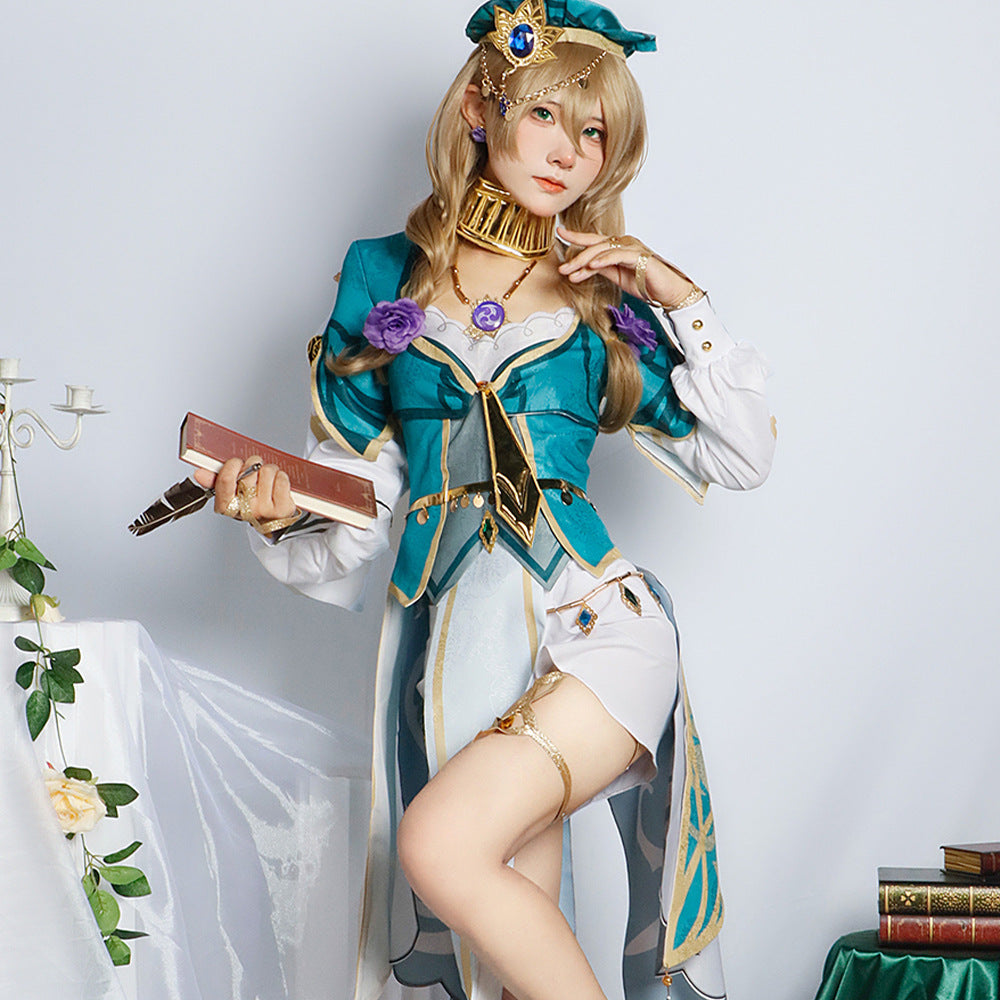 genshin impact librarian lisa skin suit cosplay costume