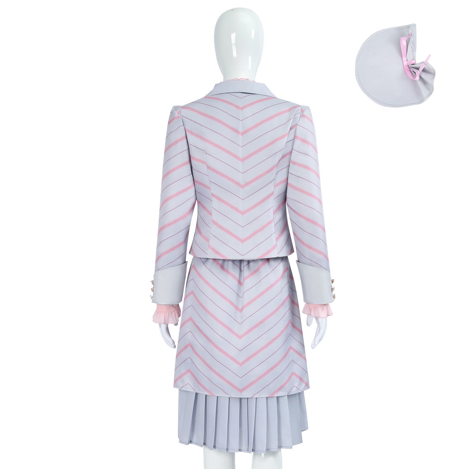 Wicked: For Good Witch Glinda Pink Stripe Suit Cosplay Costumes