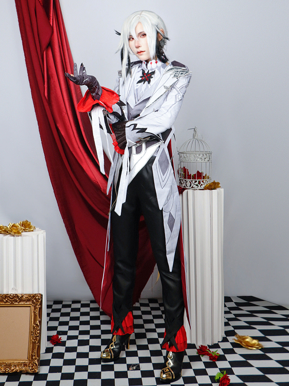 genshin impact the knave arlecchino full set cosplay costume