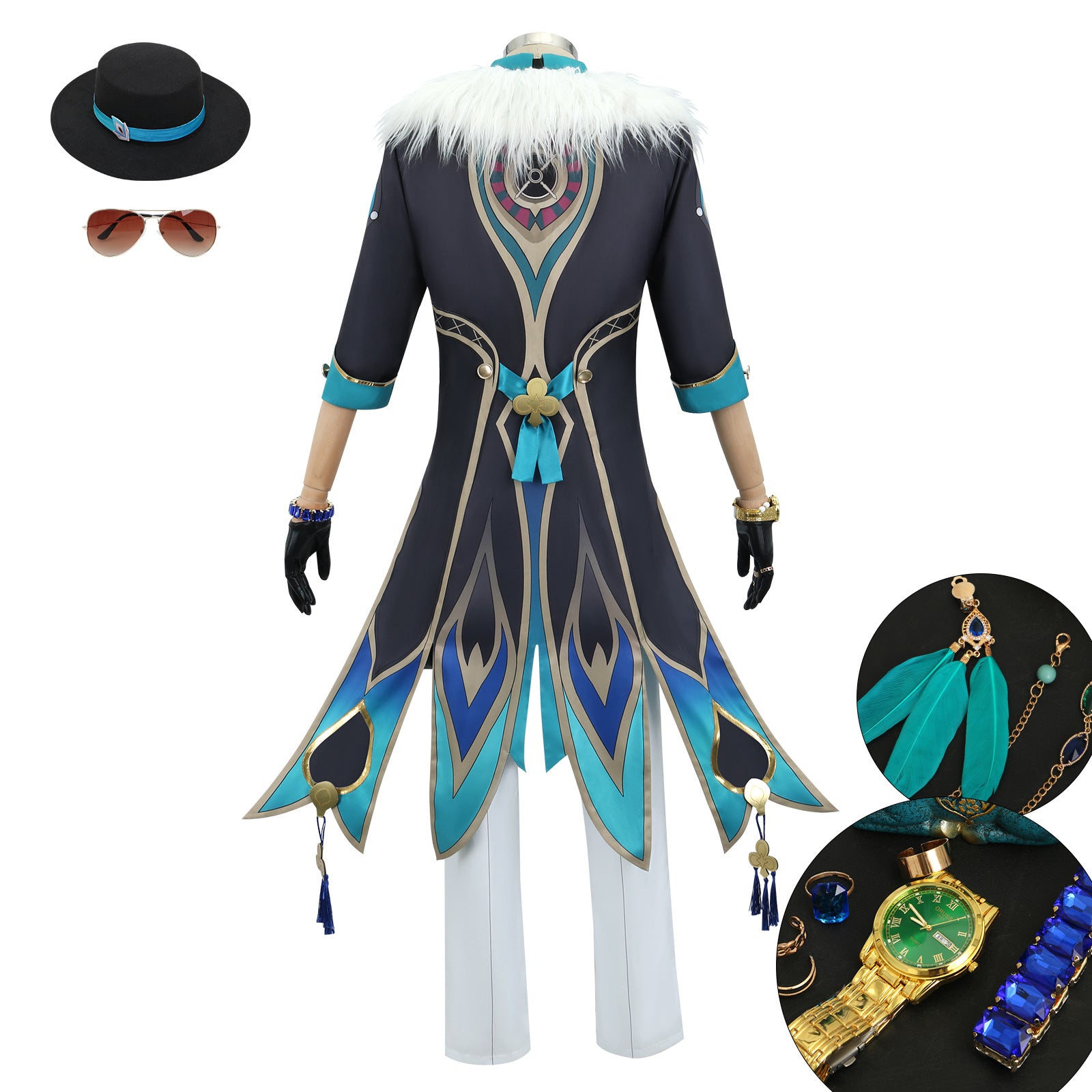 Honkai: Star Rail Aventurine Fullset Glasses Watch Cosplay Costumes