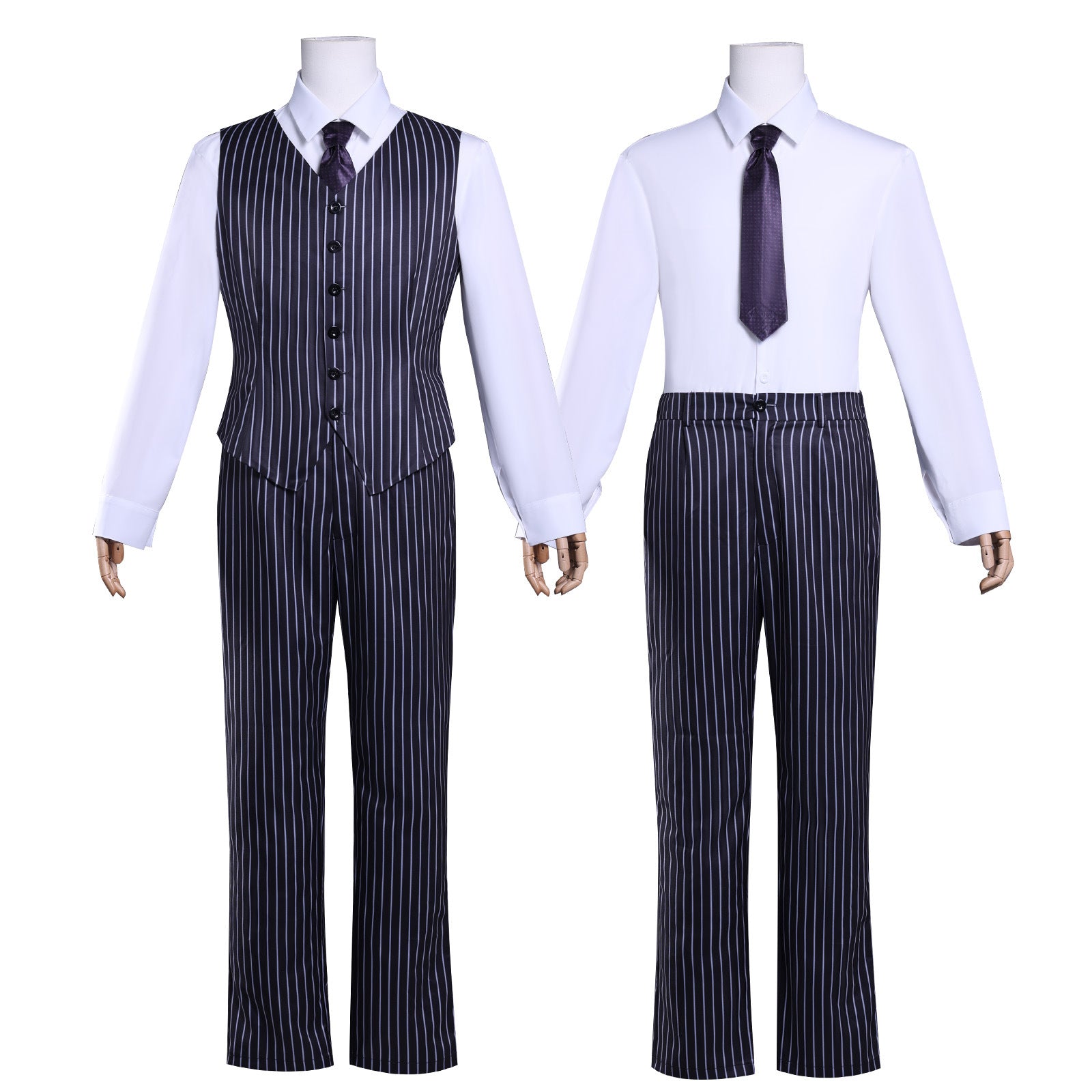 Wednesday 2 Gomez Addams Striped Suit Male Cosplay Costumes