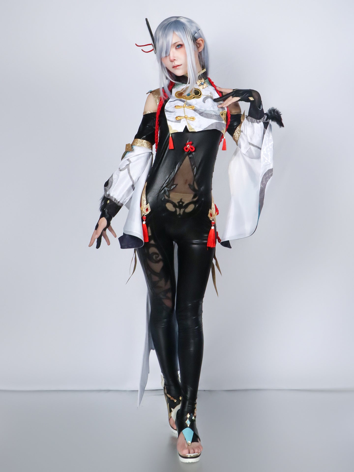 genshin impact shenhe bodysuit full set cosplay costume