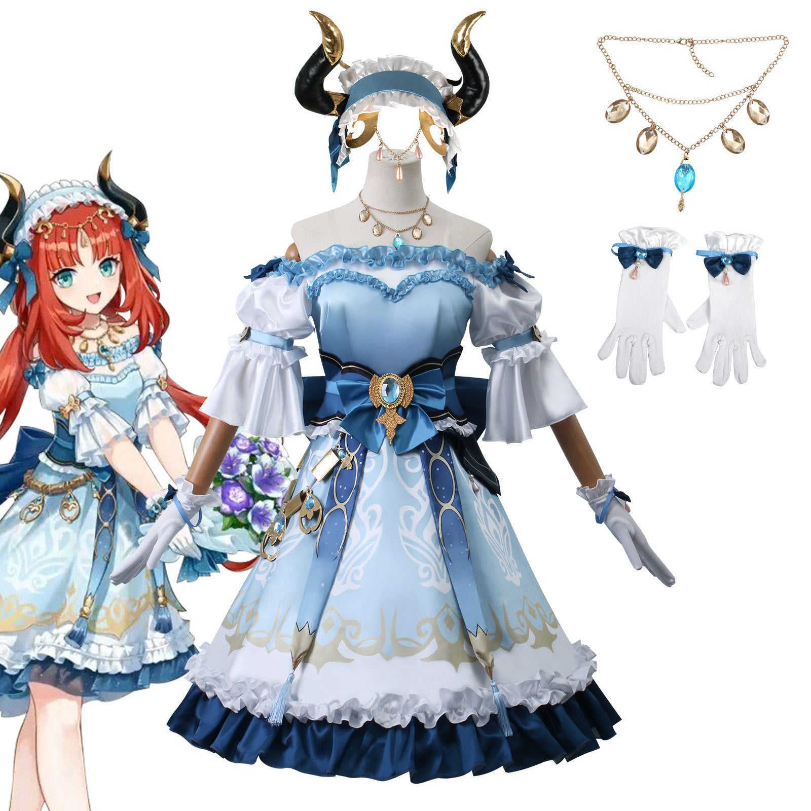 Genshin Impact Nilou Daily Outfit Linkage Dress Cosplay Costumes