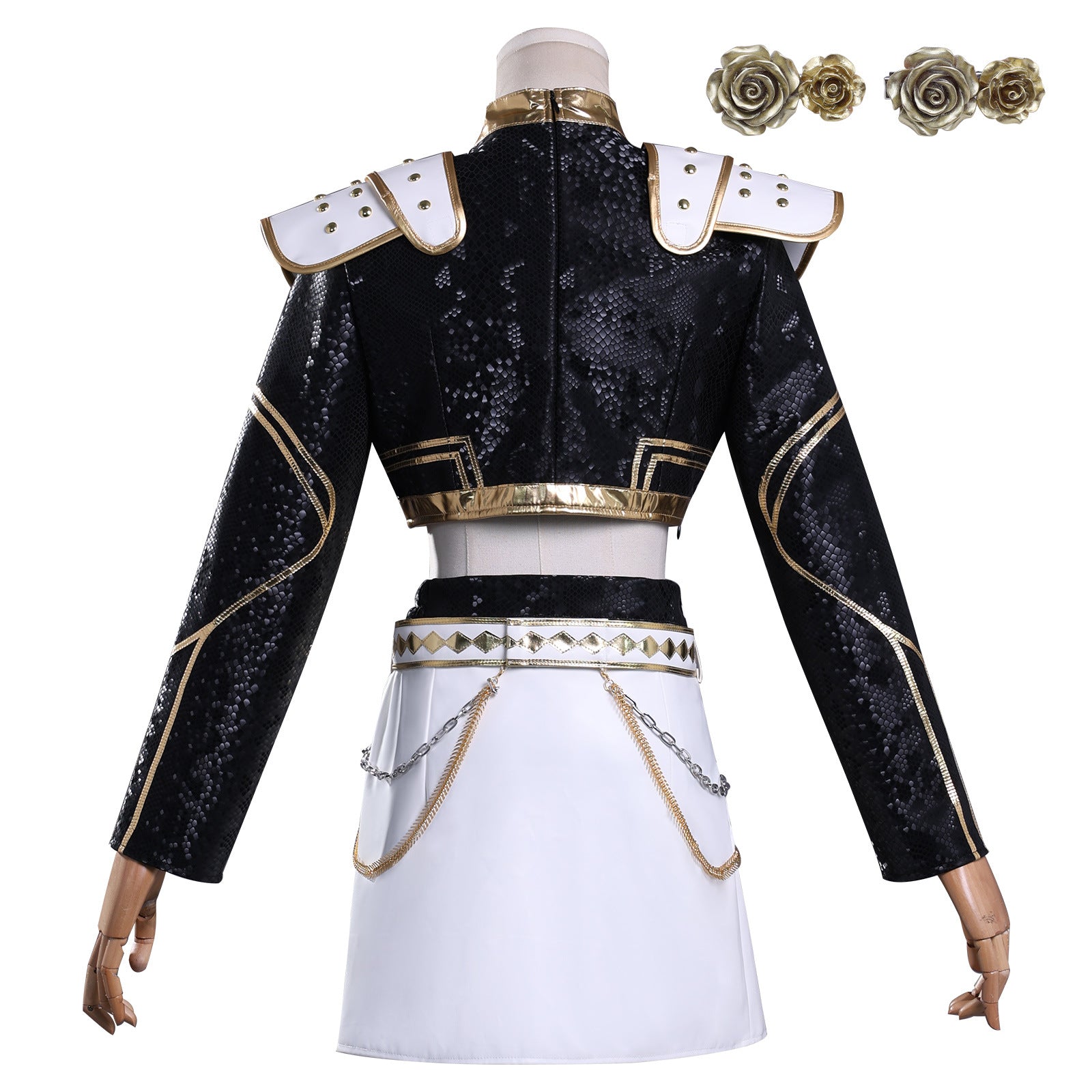 KPop Demon Hunters Zoey Black Gold Outfit Adult Kids Cosplay Costumes