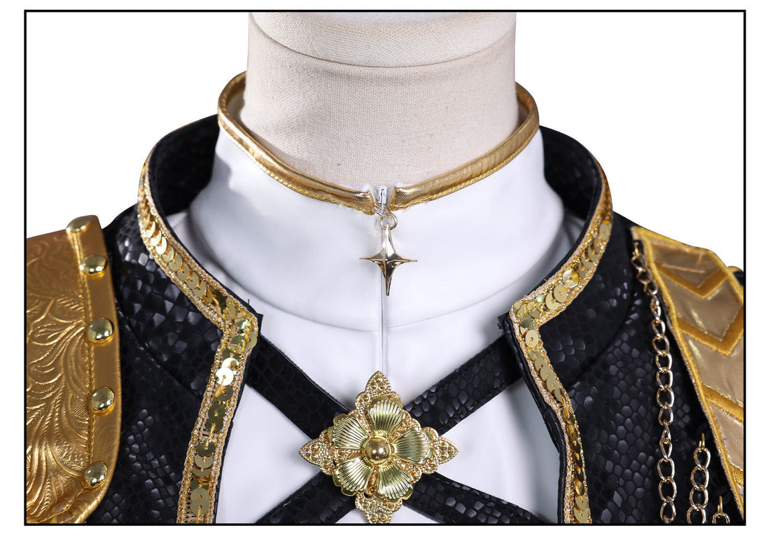 KPop Demon Hunters Rumi Black Gold Outfit Adult Kids Cosplay Costumes