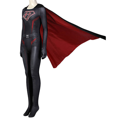 Overgirl Kara Zor-El Danvers Female Jumpsuit with Cloak Cosplay Costumes