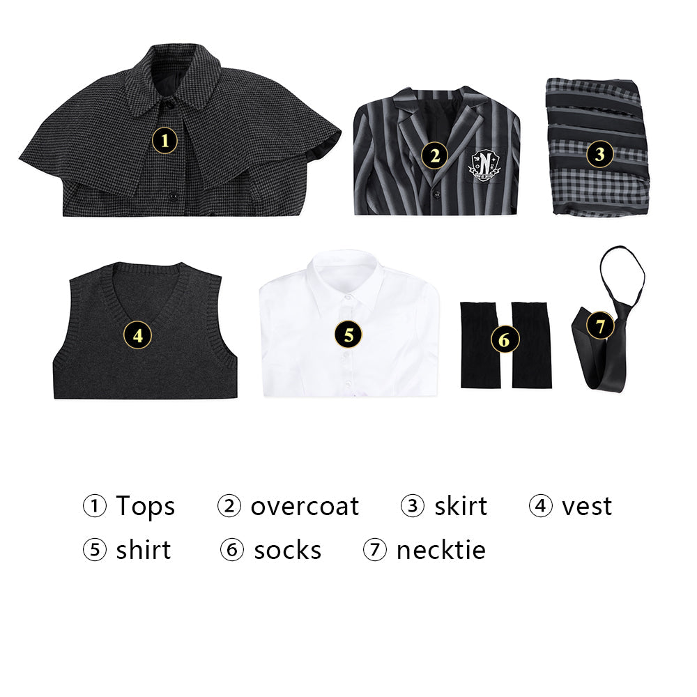 Wednesday 2 The Addams Family Nevermore Academy Uniform Cosplay Costumes