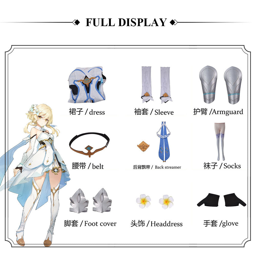 genshin impact traveler lumine full set cosplay costume