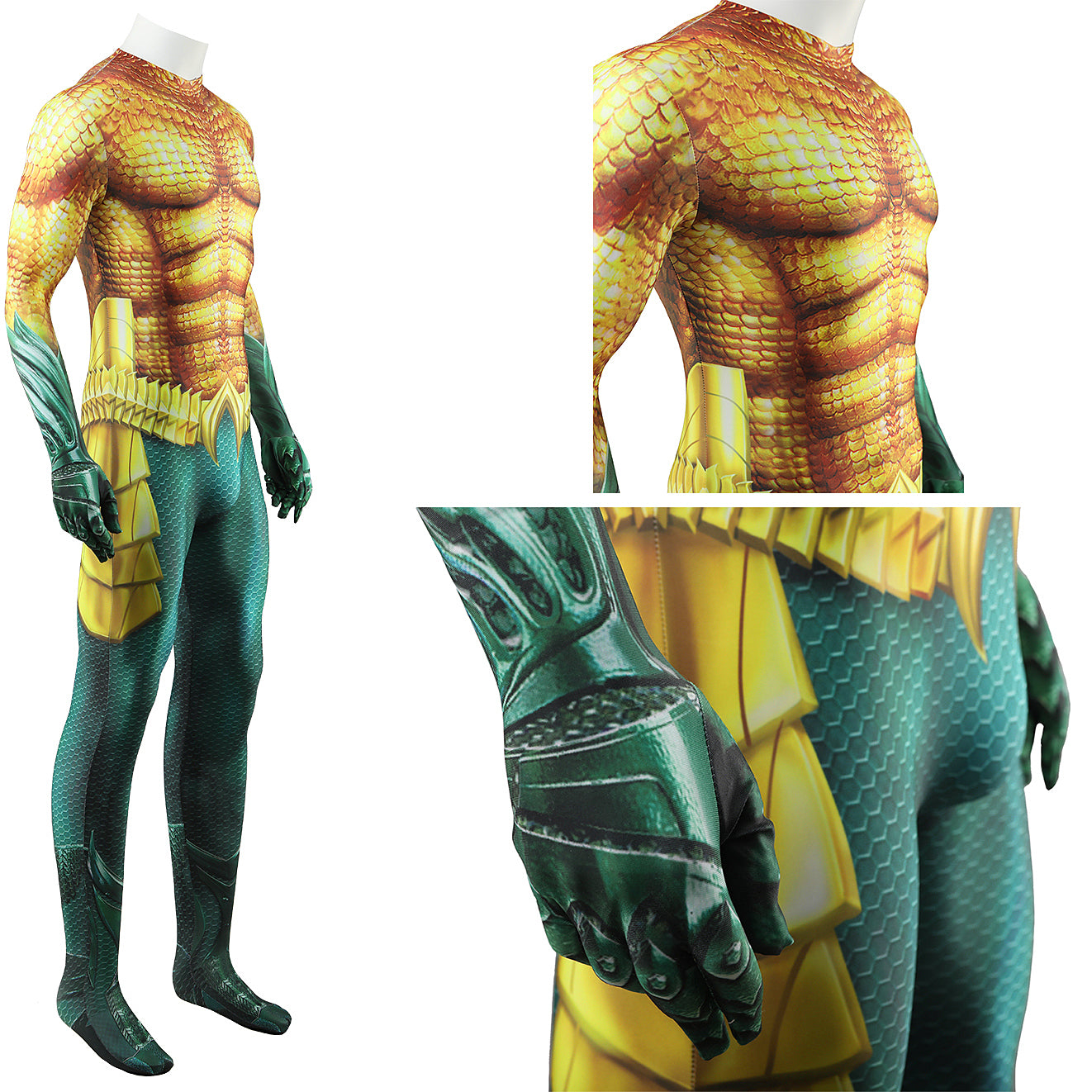 Aquaman and the Lost Kingdom Movie Arthur Curry Golden Jumpsuit Cosplay Costume