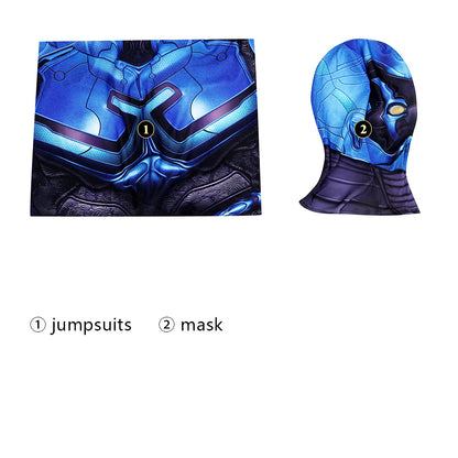 Blue Beetle Jaime Reyes Male Jumpsuit with Headgear Cosplay Costumes