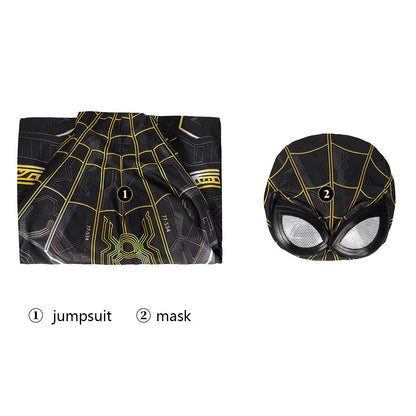 Spider-Man 3 No Way Home Peter Parker Black and Gold Suit Jumpsuit Cosplay Costumes