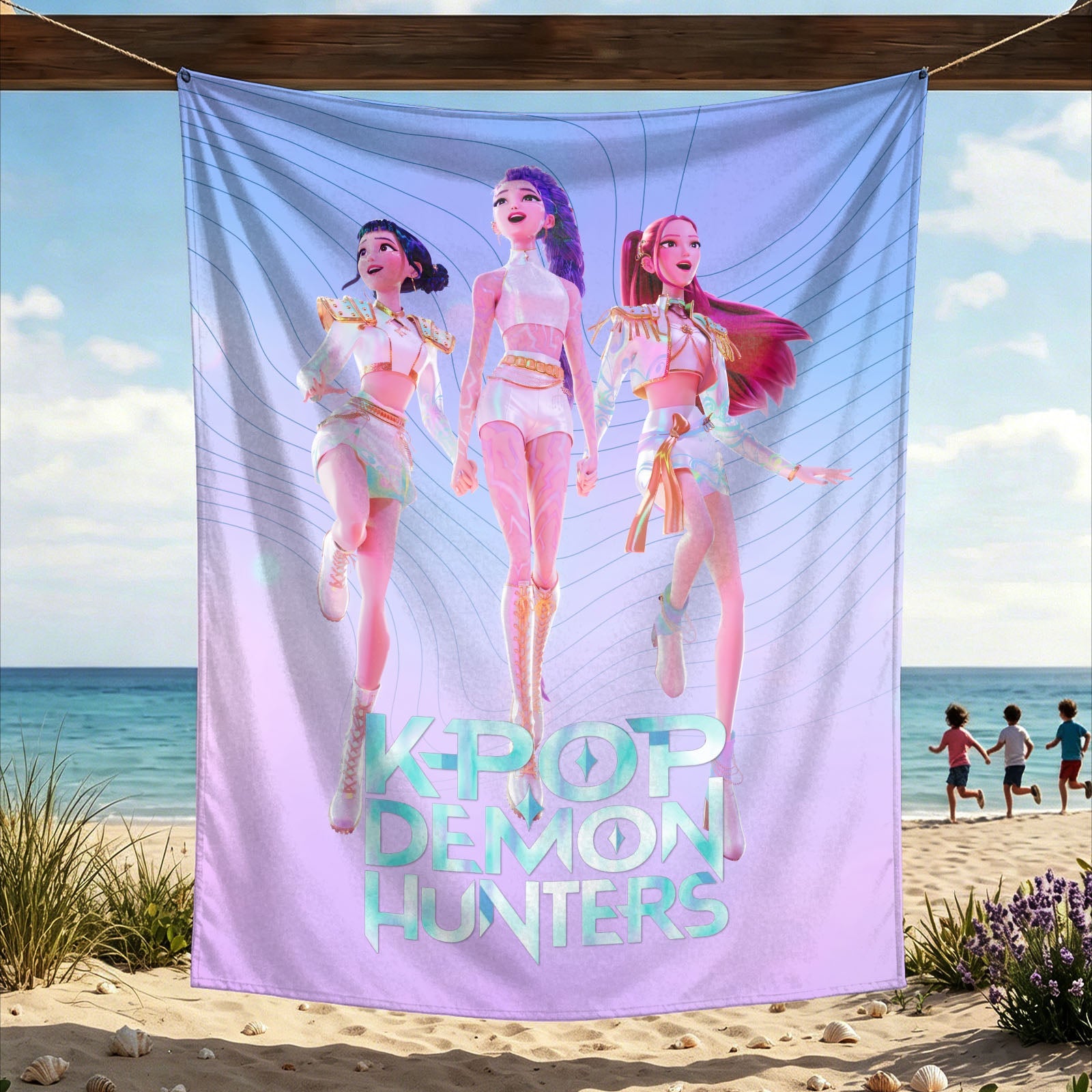 Kpop Demon Hunters Huntrix Saja Boys Wall Decor Tapestry for Home and Party