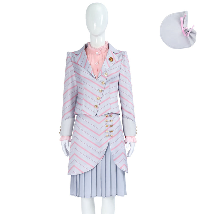 Wicked: For Good Witch Glinda Pink Stripe Suit Cosplay Costumes