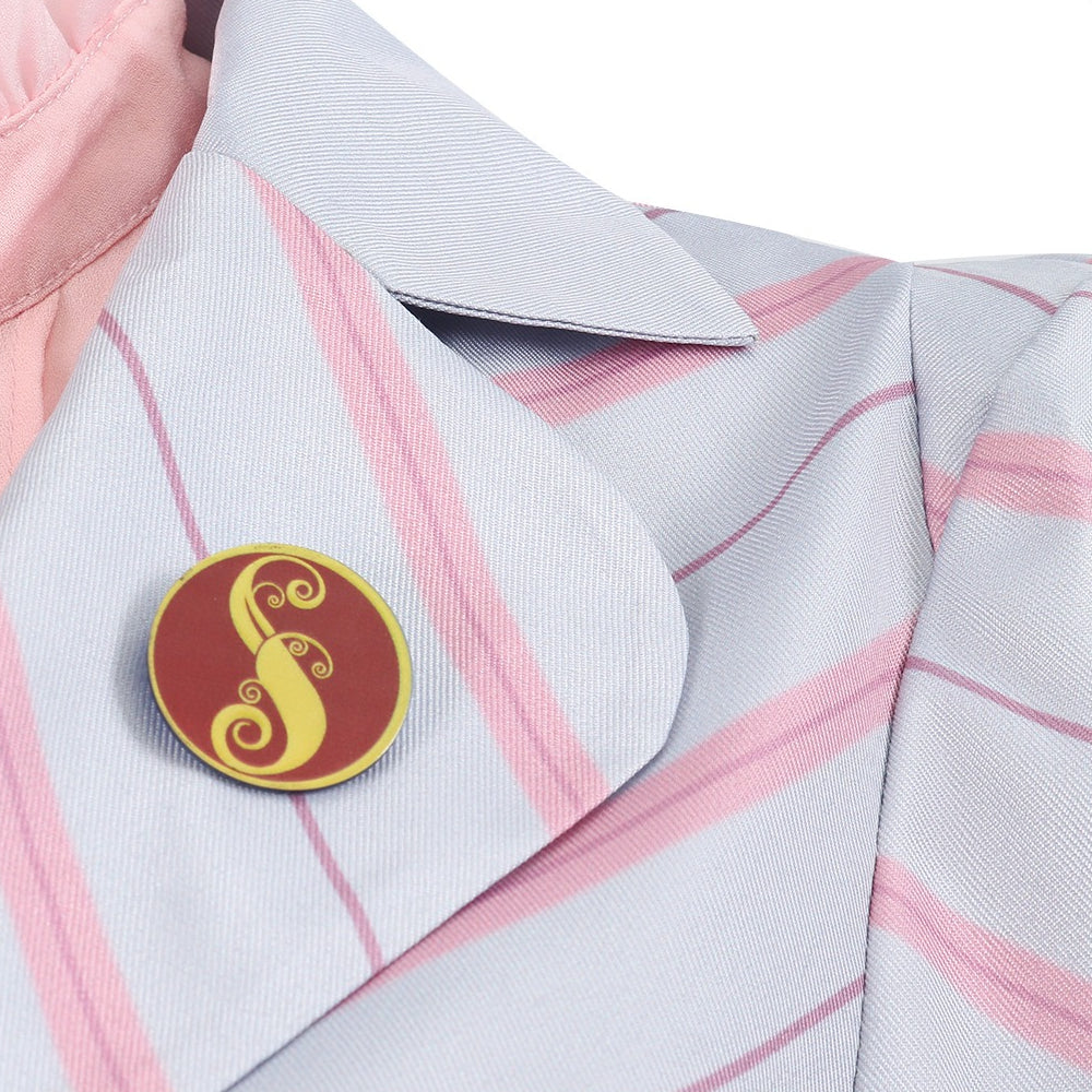 Wicked: For Good Witch Glinda Pink Stripe Suit Cosplay Costumes