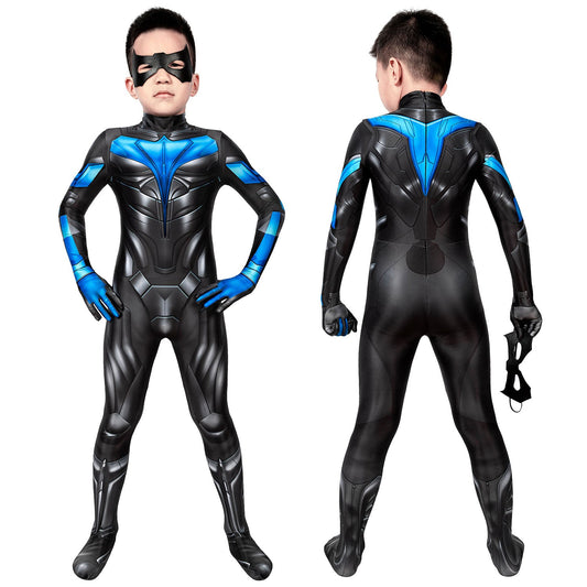 Titans Nightwing Kids Jumpsuit with Eyemask Cosplay Costumes