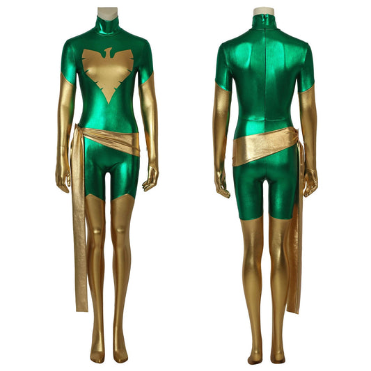 X-Men Green Phoenix Jean Grey Gold and Green Jumpsuit Cosplay Costumes