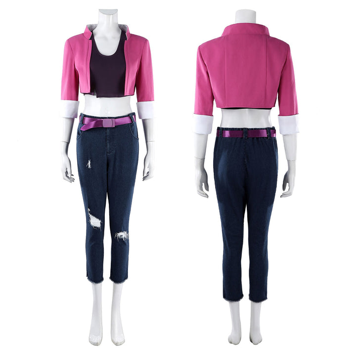 Dispatch Invisigal Pink Jacket and Jeans Outfit Cosplay Costumes