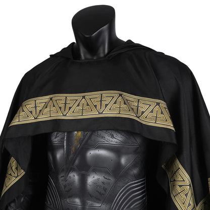 Comics Black Adam Male Jumpsuit with Hooded Cloak Cosplay Costumes