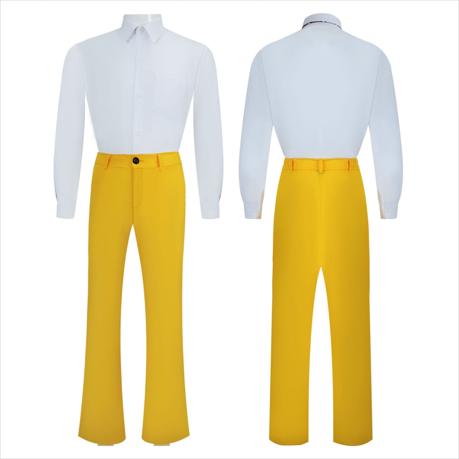 Beetle Juice Shrunken Head Bob Yellow Suit Halloween Cosplay Costumes