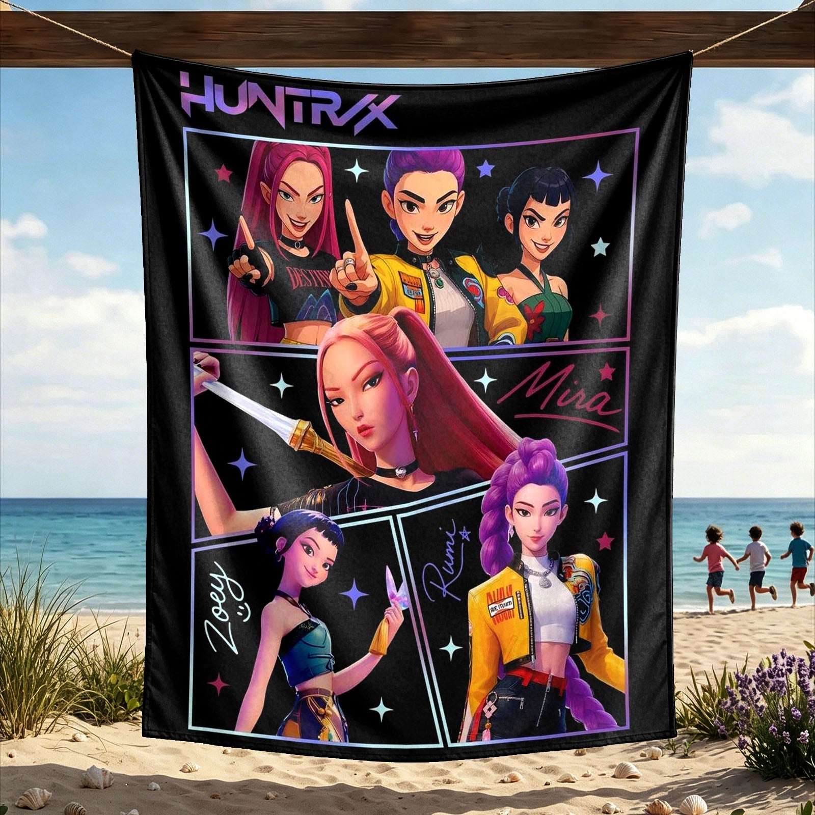 Kpop Demon Hunters Huntrix Saja Boys Wall Decor Tapestry for Home and Party