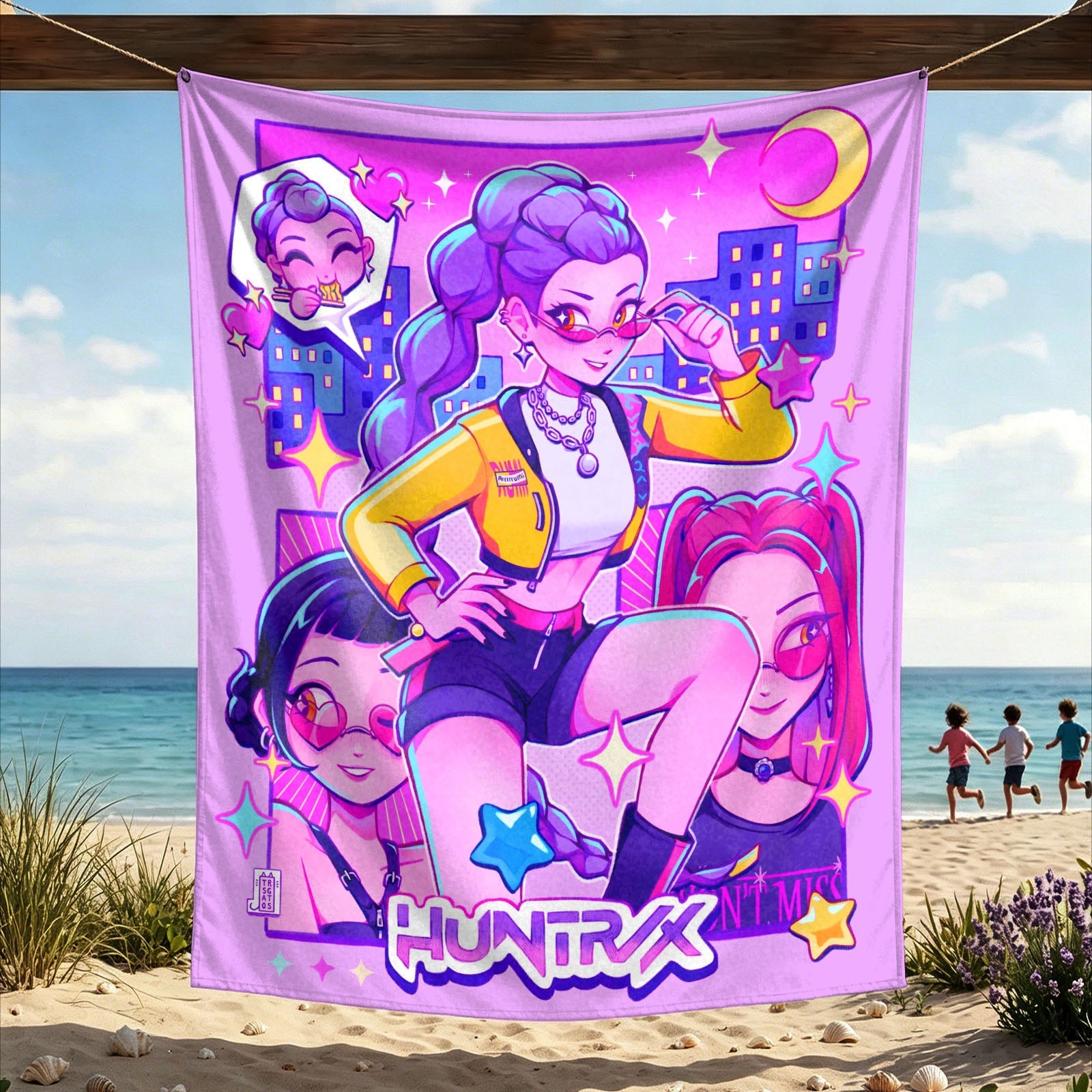Kpop Demon Hunters Huntrix Saja Boys Wall Decor Tapestry for Home and Party
