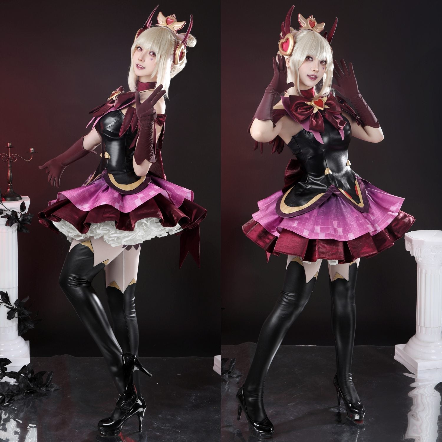 Overwatch 2 Magical Girl Juno Red Black Full Set Cosplay Costumes