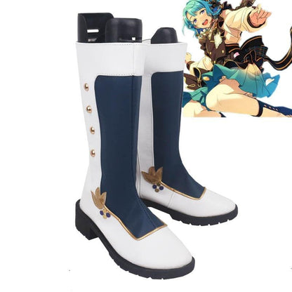 ensemble stars es shino hajime blue white game cosplay boots shoes