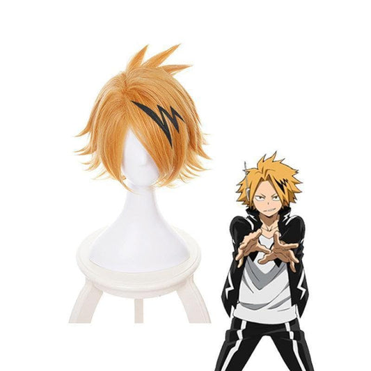 anime my hero academia denki kaminari short blonde cosplay wigs