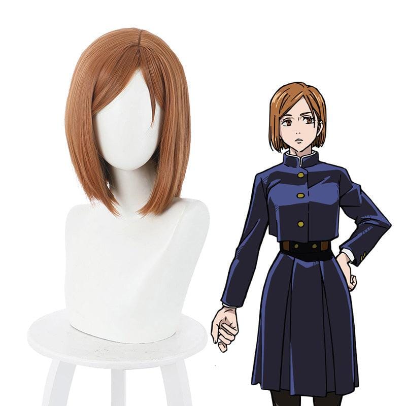 anime jujutsu kaisen nobara kugisaki short brown cosplay wigs