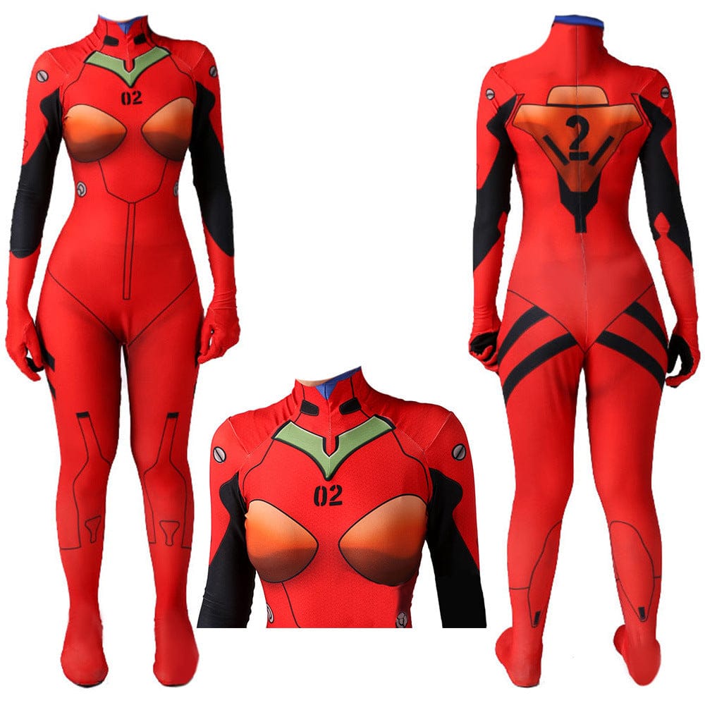 EVA ASUKA 02 Jumpsuits Cosplay Costume Adult Halloween Bodysuit