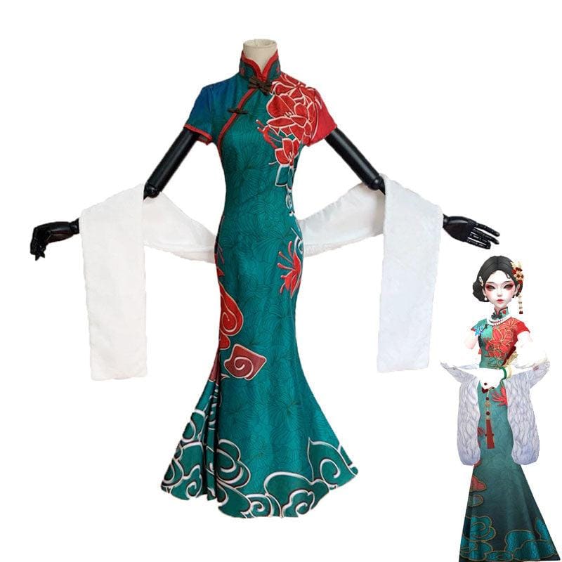 game identity v crimson michiko thirteen niang green cheongsam dress halloween cosplay costumes