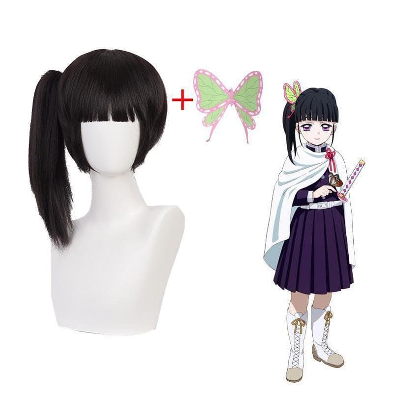 demon slayer kimetsu no yaiba kanao tsuyuri black brown ponytail cosplay wigs