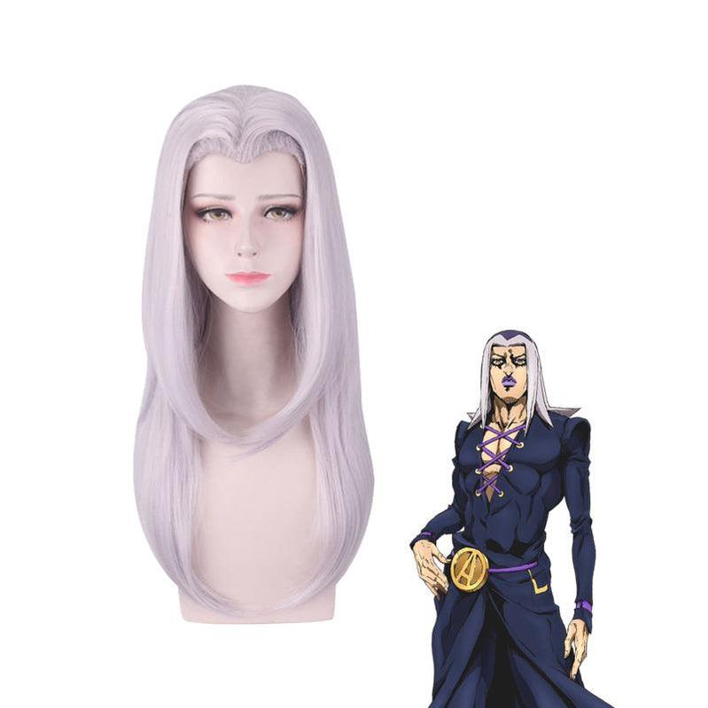 anime jojos bizarre adventure golden wind leone abbacchio long gray cosplay wigs