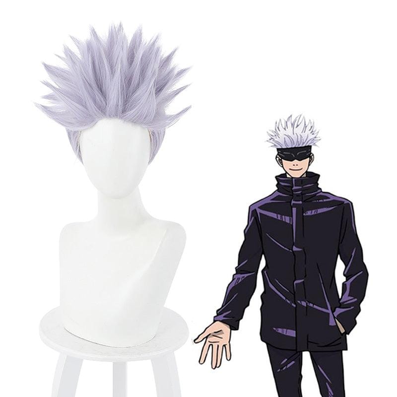 anime jujutsu kaisen satoru gojo short purple cosplay wigs