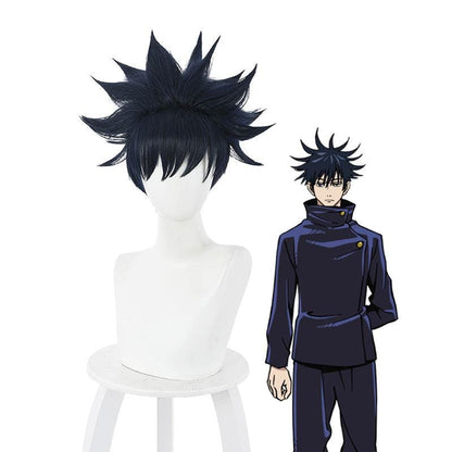 anime jujutsu kaisen megumi fushiguro short dark blue cosplay wigs