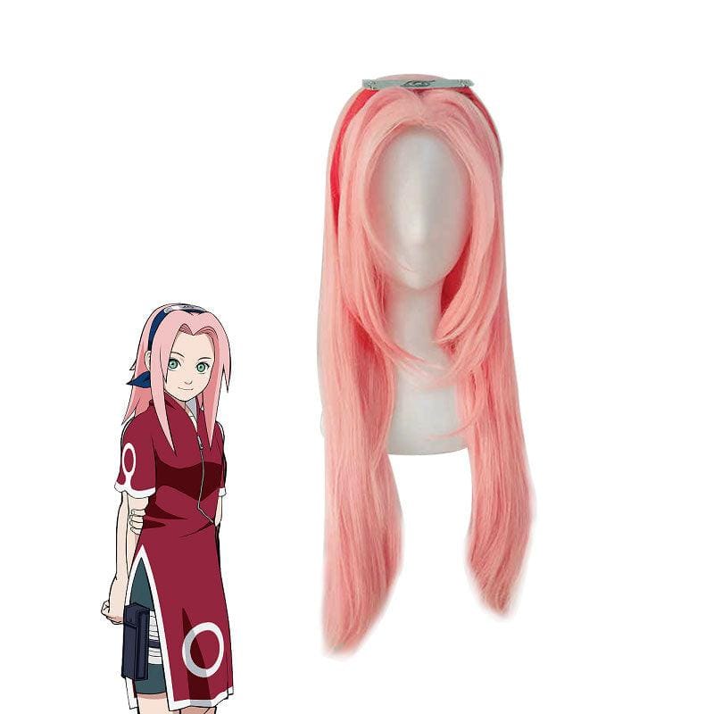 anime naruto haruno sakura long pink cosplay wigs