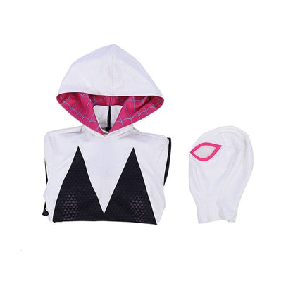 movie spider man into the spider verse gwen stacy spiderman cosplay costume jumpsuit with free headgear