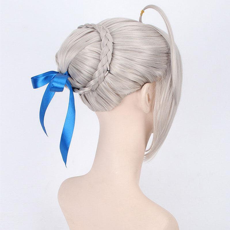 anime fgo fate stay night arturia pendragon saber blonde grey styled updo 3 colors cosplay wigs