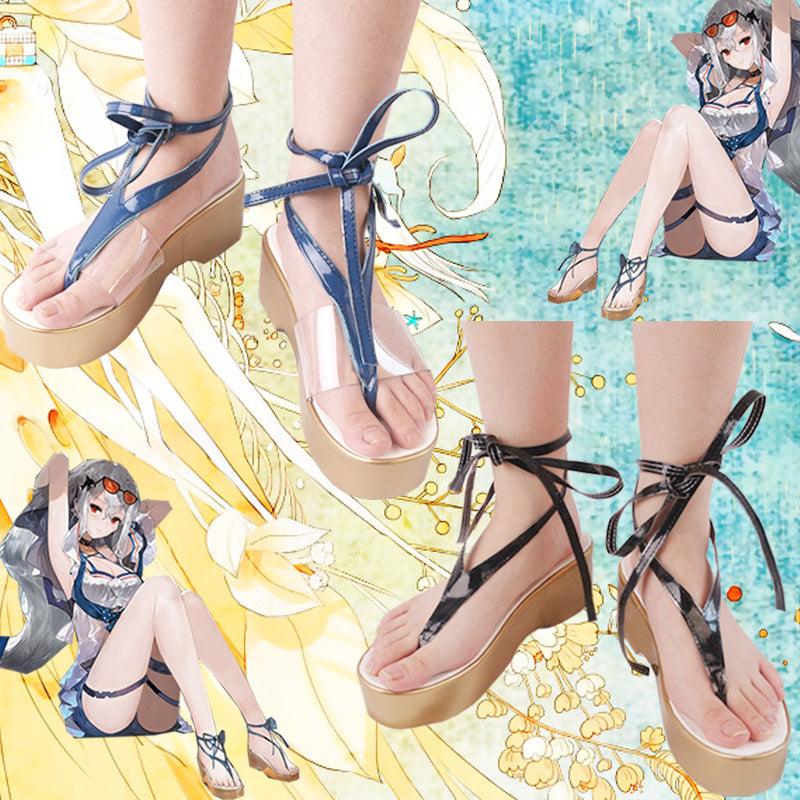 game arknights skadi blue swimsuit cosplay sandals shoes