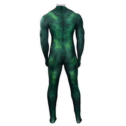 Batman The Riddler Jumpsuits Cosplay Costume Adult Halloween Bodysuit