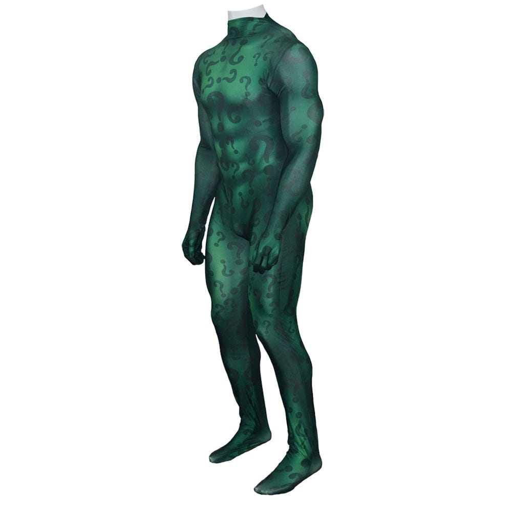 Batman The Riddler Jumpsuits Cosplay Costume Adult Halloween Bodysuit