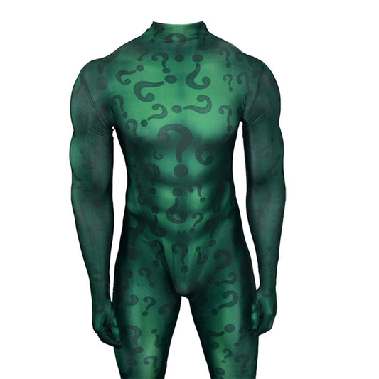 Batman The Riddler Jumpsuits Cosplay Costume Adult Halloween Bodysuit