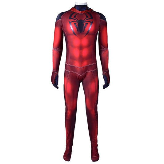 Scarlet Spider Spider-man Cosplay Costume Hooded Jumpsuit Adult Costume