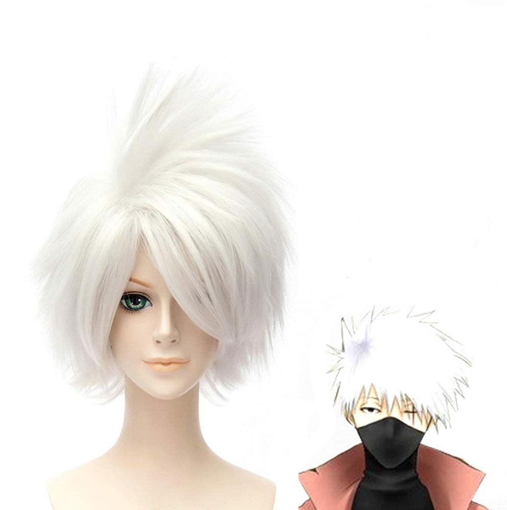 anime naruto hatake kakashi short white cosplay wigs