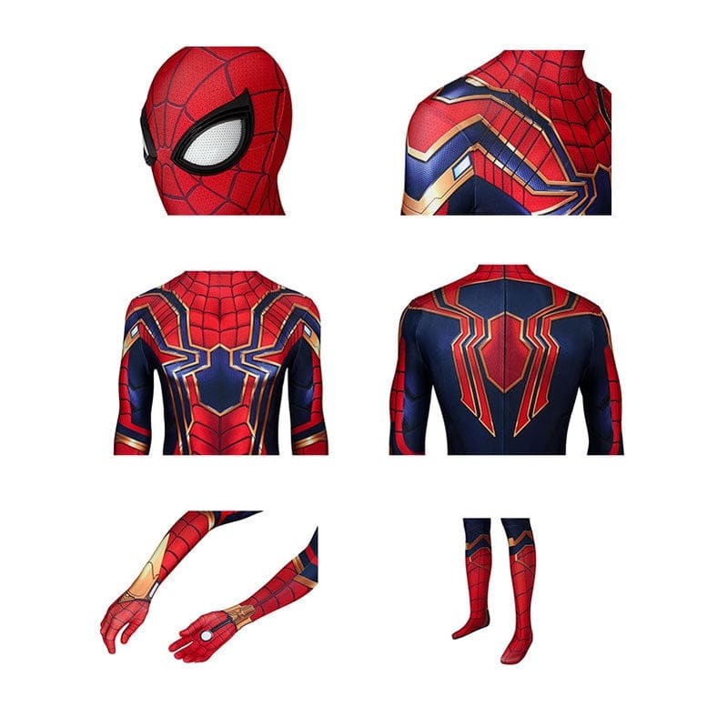 Movie Spider-Man: Far From Home Peter Parker Spiderman Jumpsuit Elastic Force Cosplay Costume with Headgear