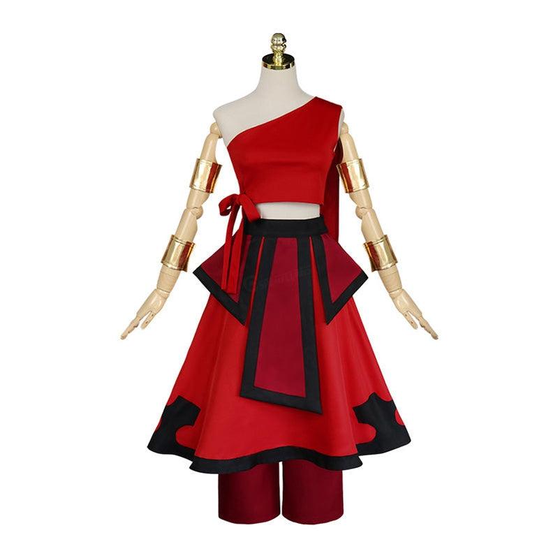 anime avatar the last airbender katara red dress outfit cosplay costume