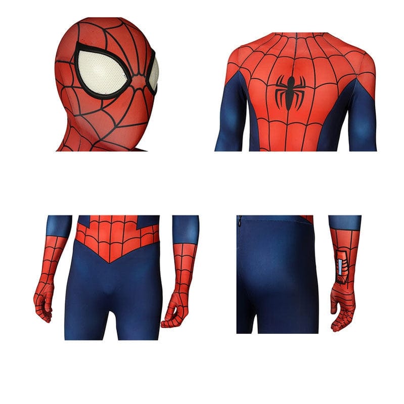 ultimate spider man season1 peter parker spiderman elastic force jumpsuit cosplay costume with free headgear
