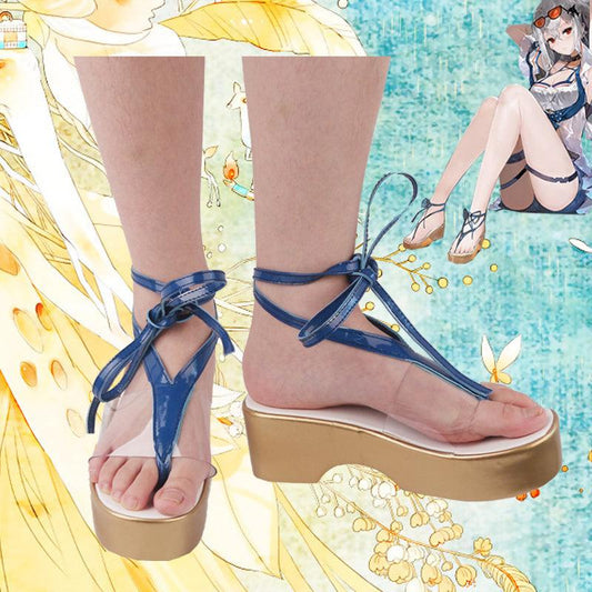 game arknights skadi blue swimsuit cosplay sandals shoes