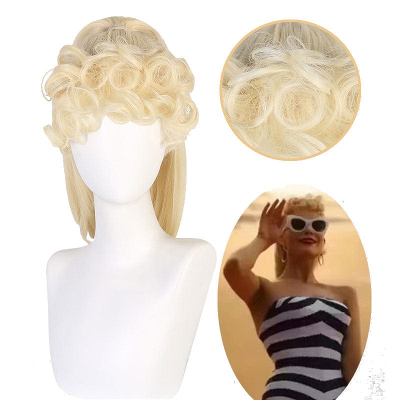 barbie movie barbie ponytail curls cosplay wig