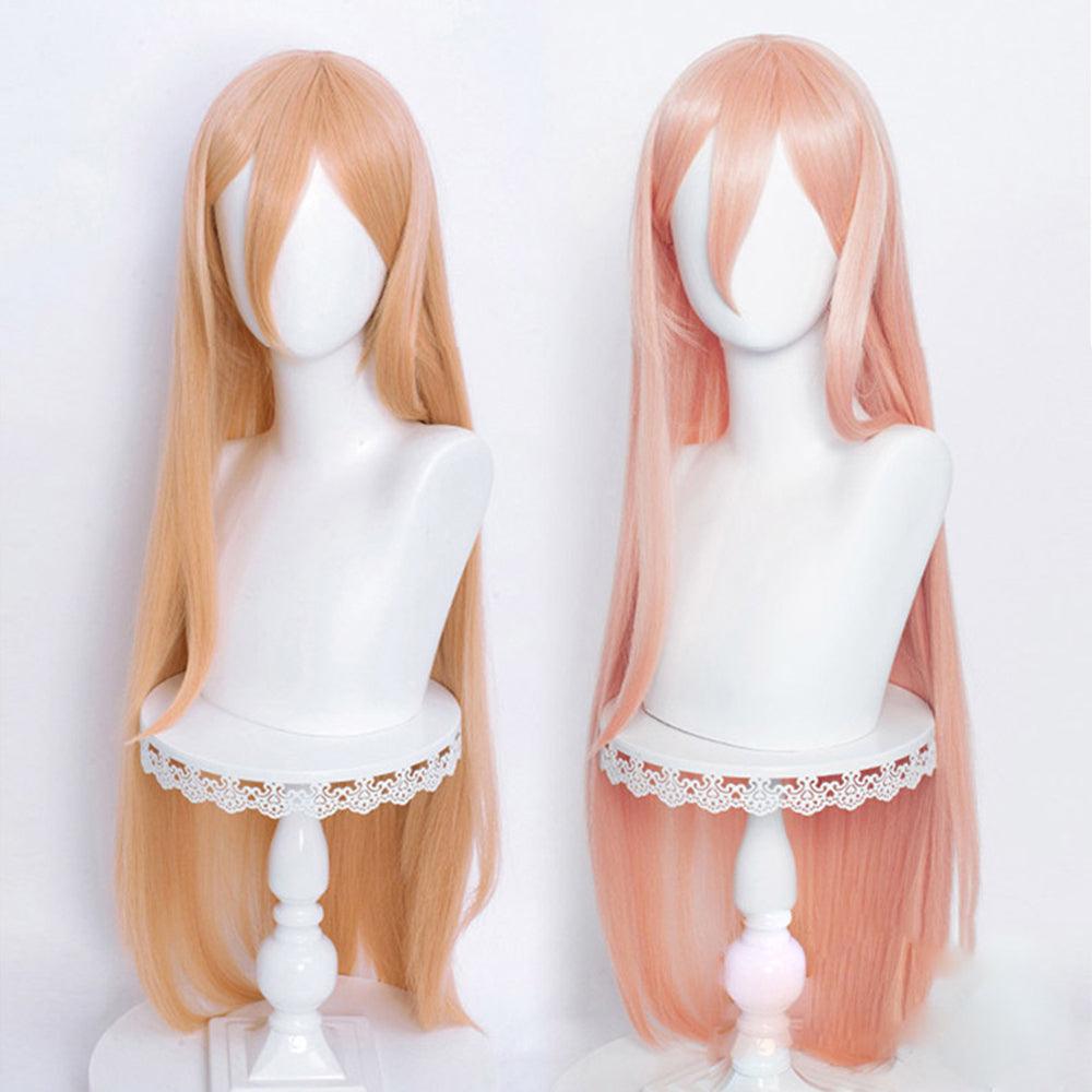 anime chainsaw man power pink long cosplay wig mm33